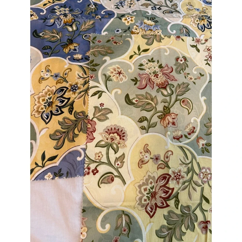 Lot of 2 floral brocade gold tone print design fabrics 24